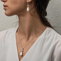 Silver Drop Pearl Women Set