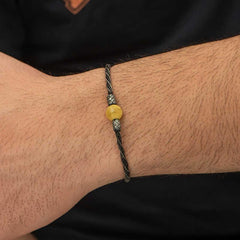 Silver Drop Amber Kazaziye Knit Bracelet
