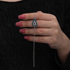 Silver Drop Evil Eye Women's Bracelet