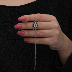 Silver Drop Evil Eye Women's Bracelet