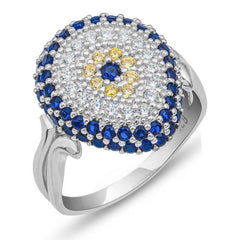Silver Drop Evil Eye Women's Ring