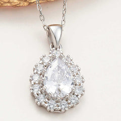 Silver Drop Zircon Stone Women's Necklace