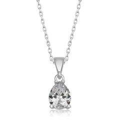 Silver Drop Zircon Stone Women's Necklace