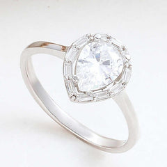 Silver Drop Zircon Stone Women's Ring
