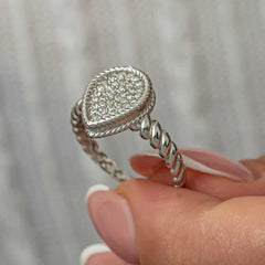 Silver Drop Zircon Stone Women's Ring