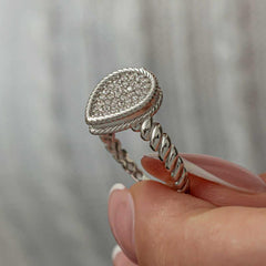 Silver Drop Zircon Stone Women's Ring