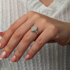 Silver Drop Zircon Stone Women's Ring