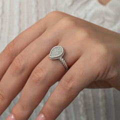 Silver Drop Zircon Stone Women's Ring