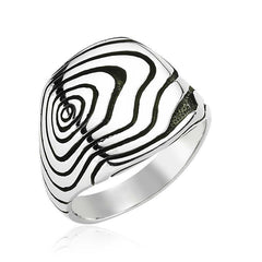 Silver Patterned Men's Ring