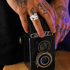 Silver Patterned Men's Ring