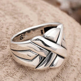 Silver Patterned Men's Ring