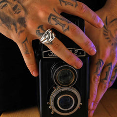 Silver Patterned Men's Ring