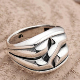 Silver Patterned Men's Ring