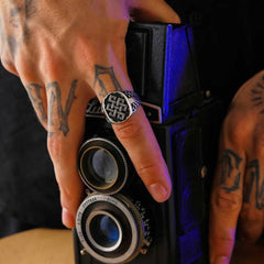 Silver Patterned Men's Ring