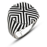 Silver Patterned Men's Ring