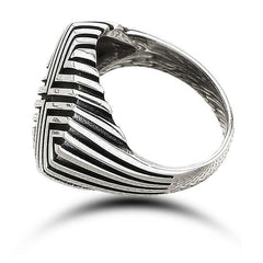 Silver Patterned Men's Ring