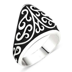 Silver Patterned Archer Zihgir Men's Ring