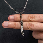 Silver Patterned Zulfiqar Sword Men's Necklace