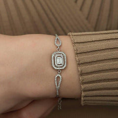 Silver Rectangular Baguette Bracelet