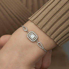Silver Rectangular Baguette Bracelet