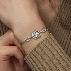Silver Rectangular Baguette Bracelet
