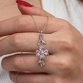Silver Spinning Pink Clover Women's Necklace