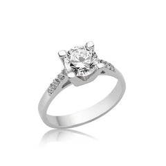 Silver Single Stone Women's Ring