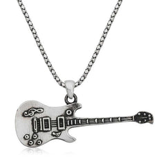 Collier pour homme en argent avec guitare électrique