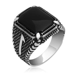 Silver Elif Onyx Men's Ring