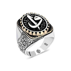 Silver Elif Vav Oval Men's Ring