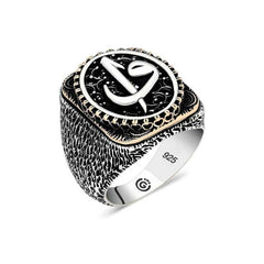 Silver Elif Vav Oval Men's Ring