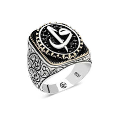 Bague ovale en argent Elif Vav pour homme