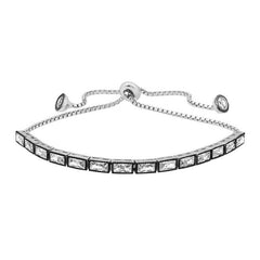Bracelet élévateur en argent taille émeraude monté sur diamant