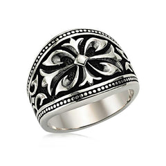 Bague pour homme à motifs en argent