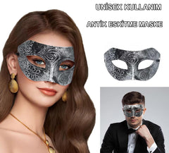 Nessiworld Silver Antique Face Mask - Antique Style Ball Mask