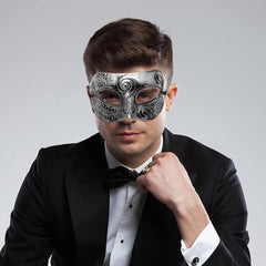 Nessiworld Silver Antique Face Mask - Antique Style Ball Mask