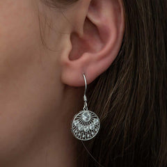 Silver Ethnic Patterned Women's Earrings