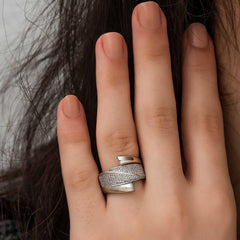 Silver Zircon Stone Women's Ring