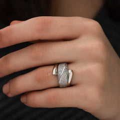 Silver Zircon Stone Women's Ring