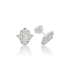 Boucle d'oreille cloutée en argent avec main de Fatima