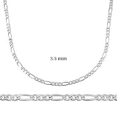 3.5 mm Gümüş Figaro Zincir - 100 mikron