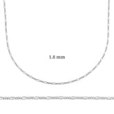 1.8 mm Gümüş Figaro Zincir - 0.50 mikron