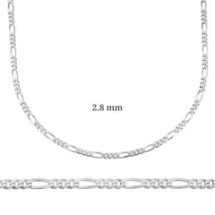 2.8 mm Silver Figaro Chain - 0.80 micron