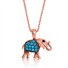Silver Blue Elephant Women's Necklace