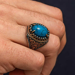 Silver Turquoise Stone Men's Ring