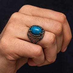 Silver Turquoise Stone Men's Ring