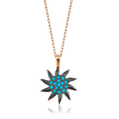 Silver Blue Sun Women's Necklace
