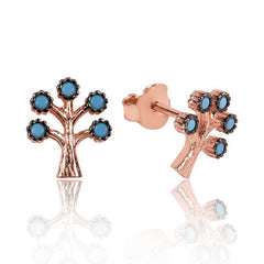 Boucles d'oreilles à tige en argent Arbre de vie