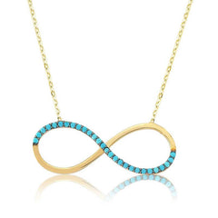 Silver Turquoise Stone Infinity Women's Necklace