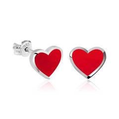 Boucles d'oreilles cœur rouge fluorescent argenté